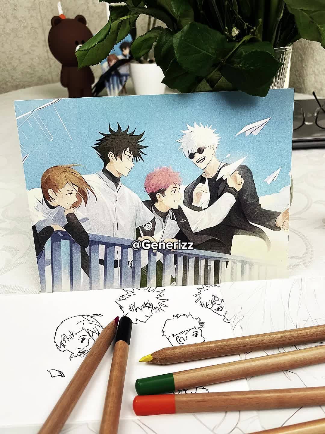 Jujutsu Kaisen - Gojo x Yuji x Nobara x Megumi LED Light Painting