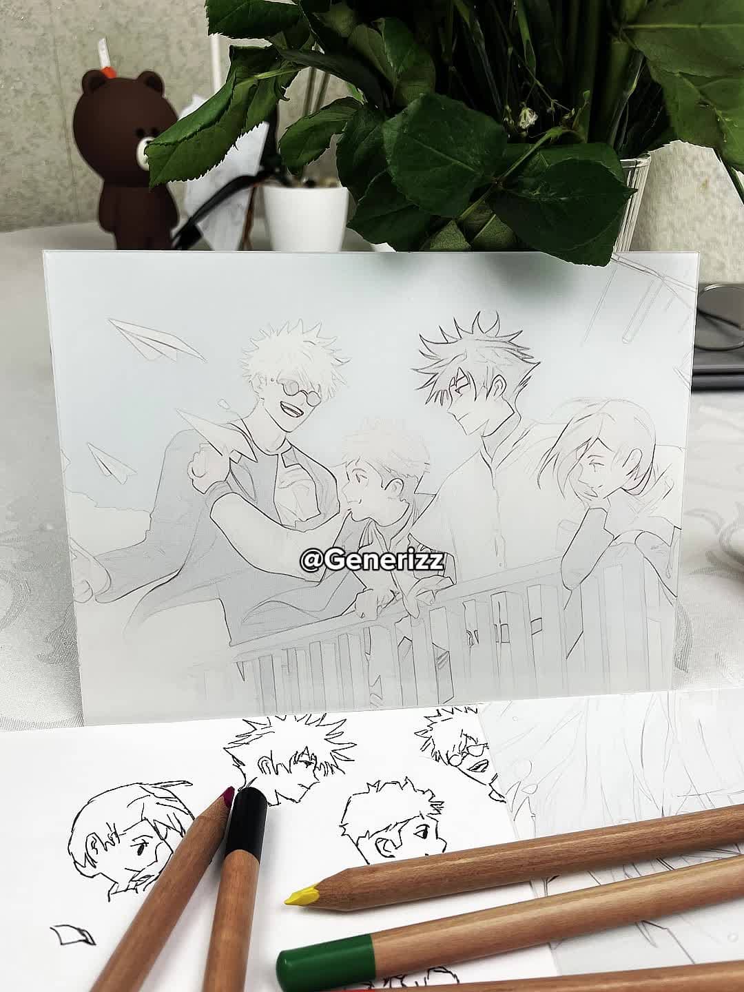 Jujutsu Kaisen - Gojo x Yuji x Nobara x Megumi LED Light Painting