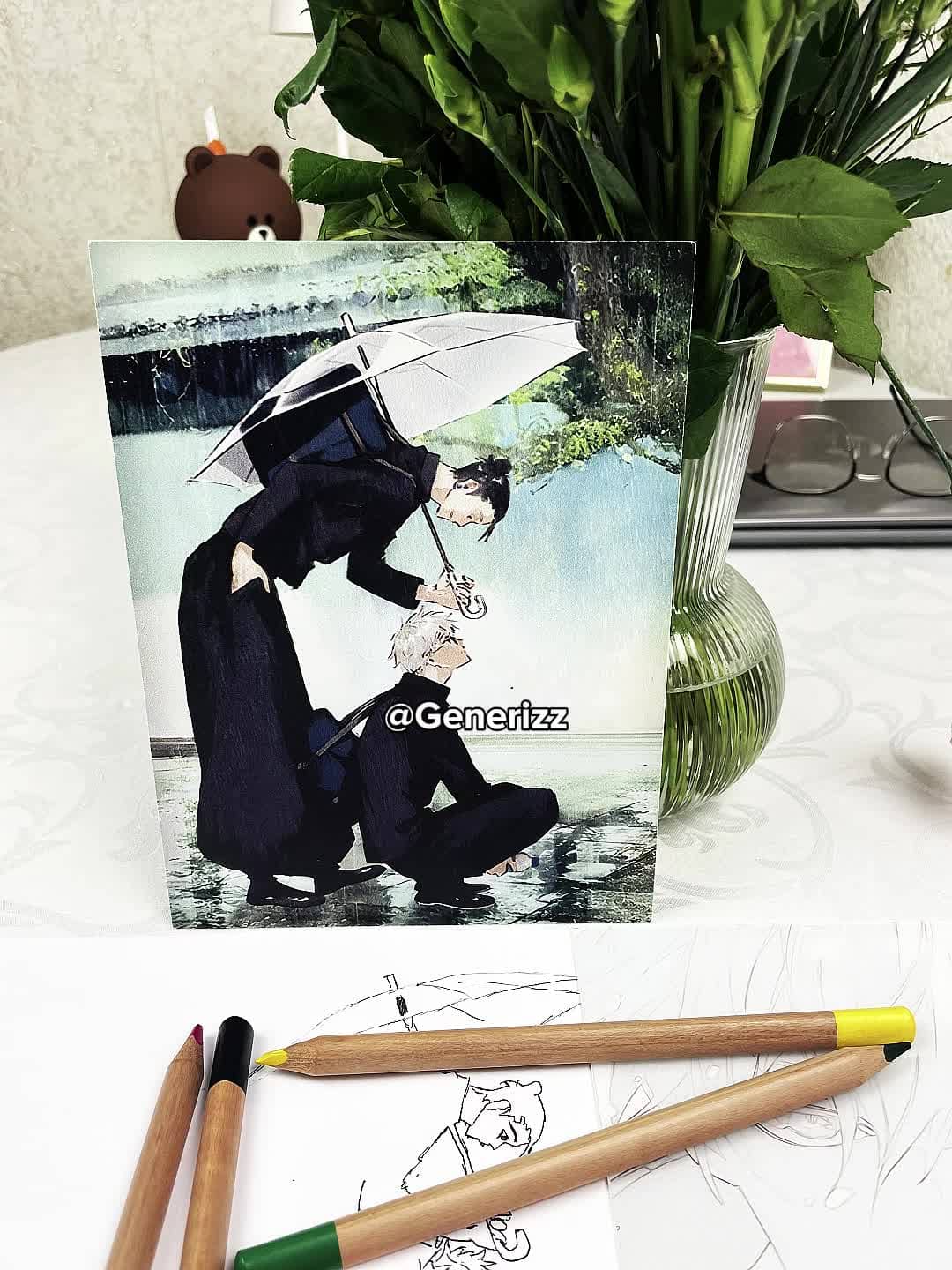 Jujutsu Kaisen - Rainy Umbrella Scene: Gojo & Geto LED Light Painting