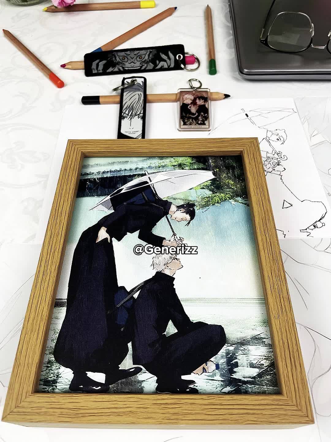 Jujutsu Kaisen - Rainy Umbrella Scene: Gojo & Geto LED Light Painting