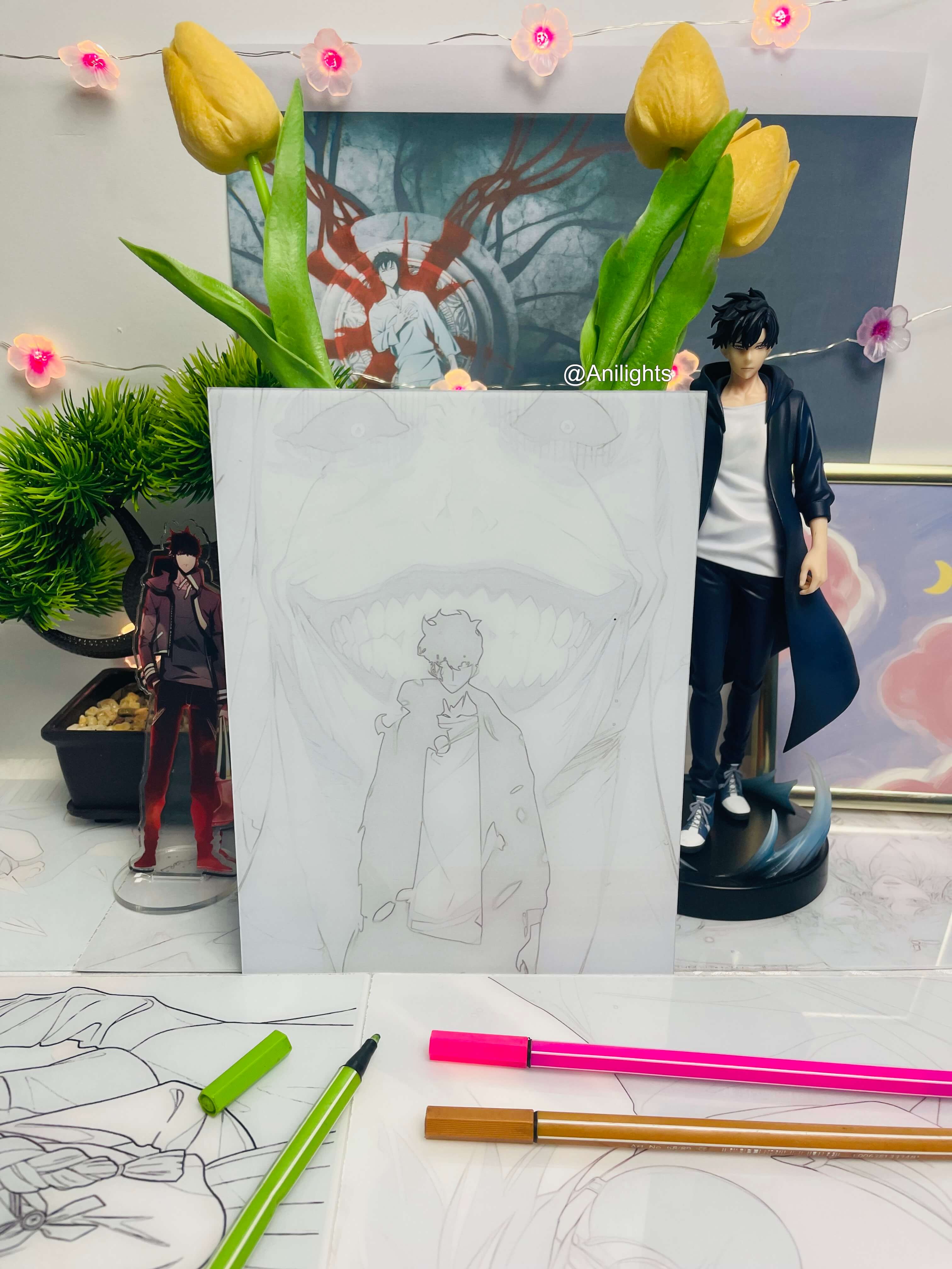 Solo Leveling - Jinwoo x Statue of God LED Light Painting