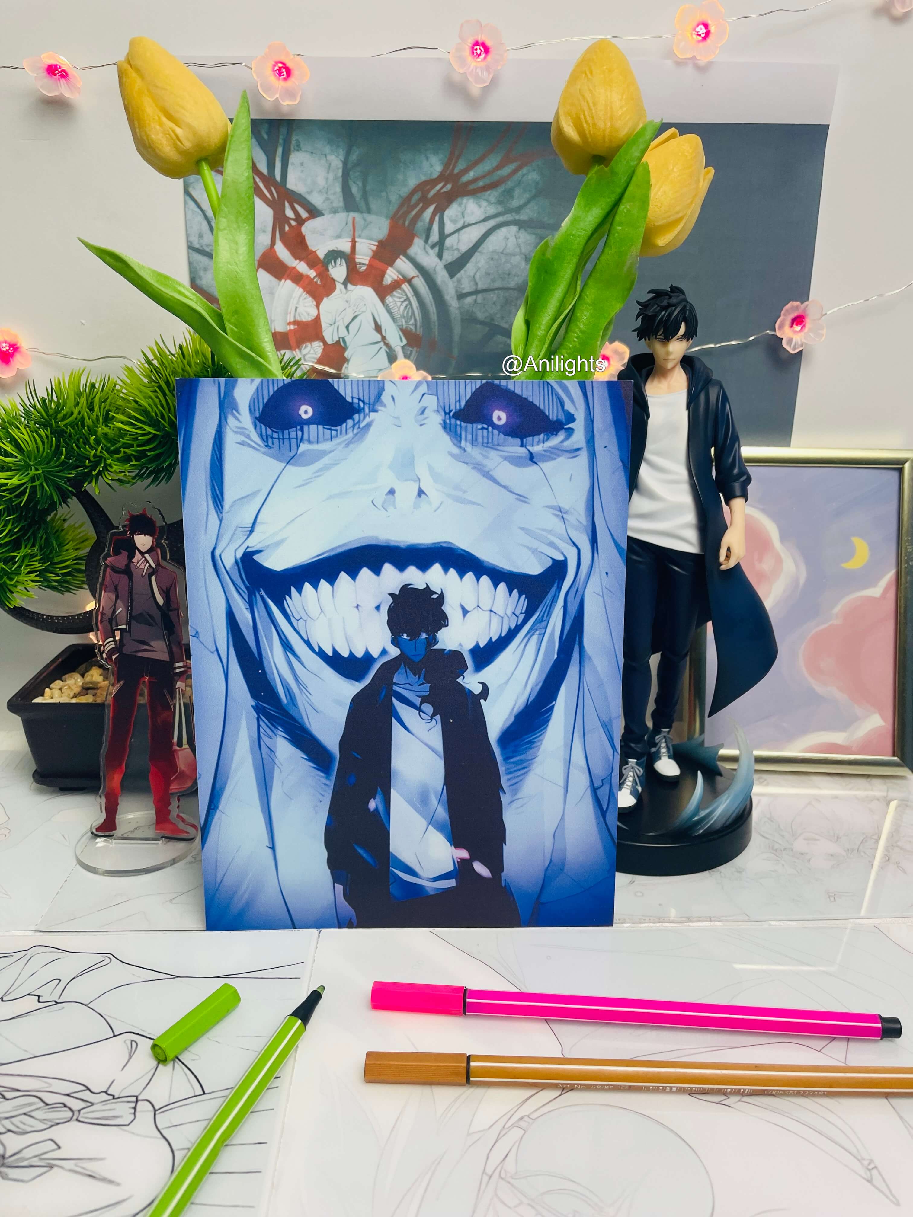 Solo Leveling - Jinwoo x Statue of God LED Light Painting