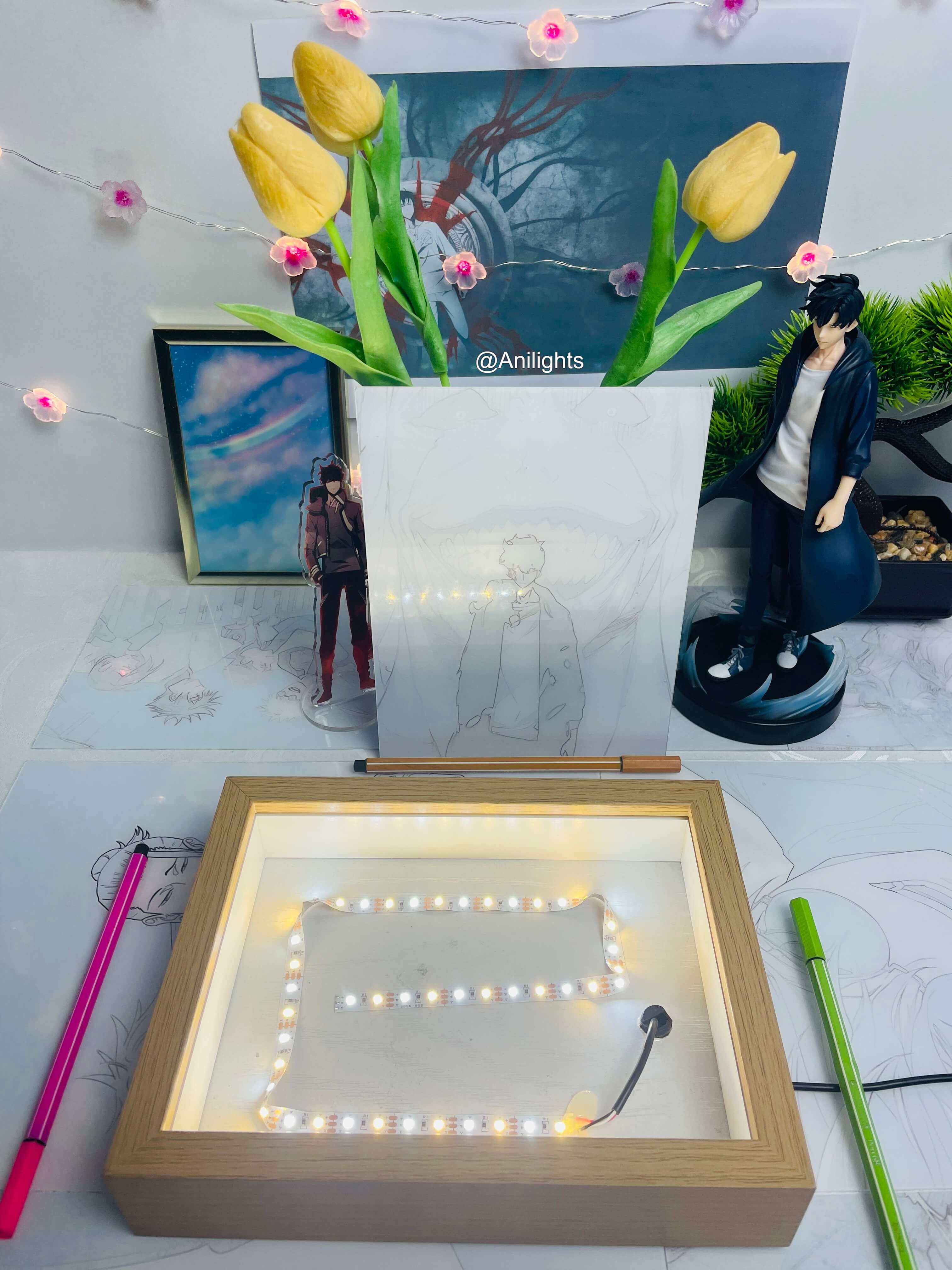 Solo Leveling - Jinwoo x Statue of God LED Light Painting