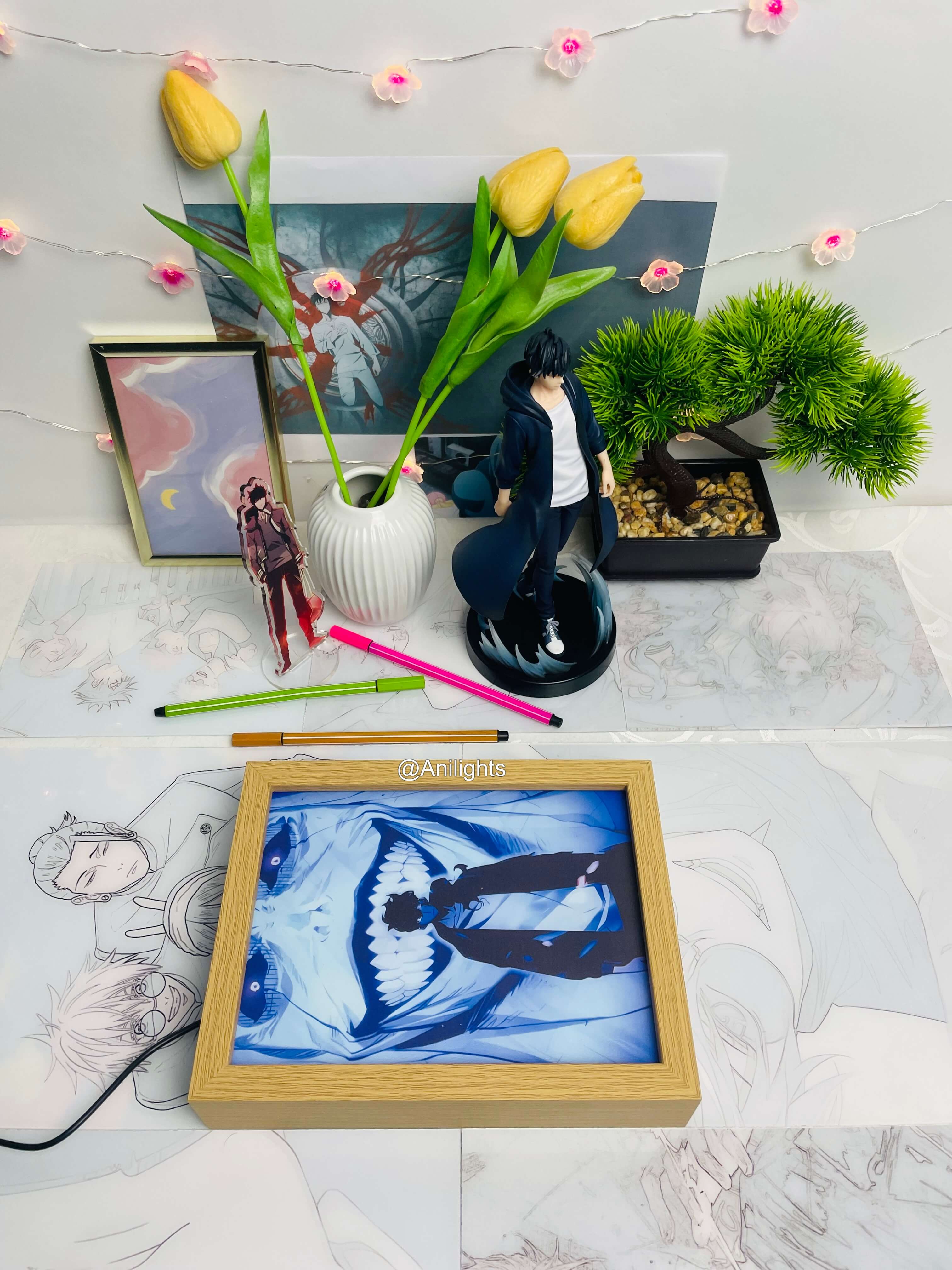 Solo Leveling - Jinwoo x Statue of God LED Light Painting