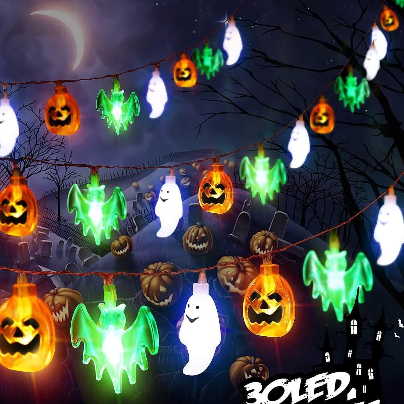 Halloween Pumpkin Bat Ghost Lights